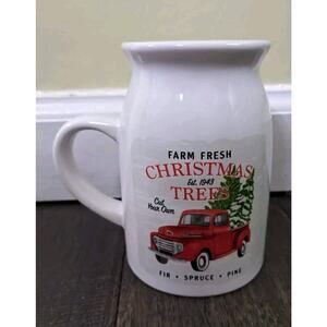 Farm Fresh Red Truck Christmas Tree Milk Jug Mug Cup Fir Spruce Pine New